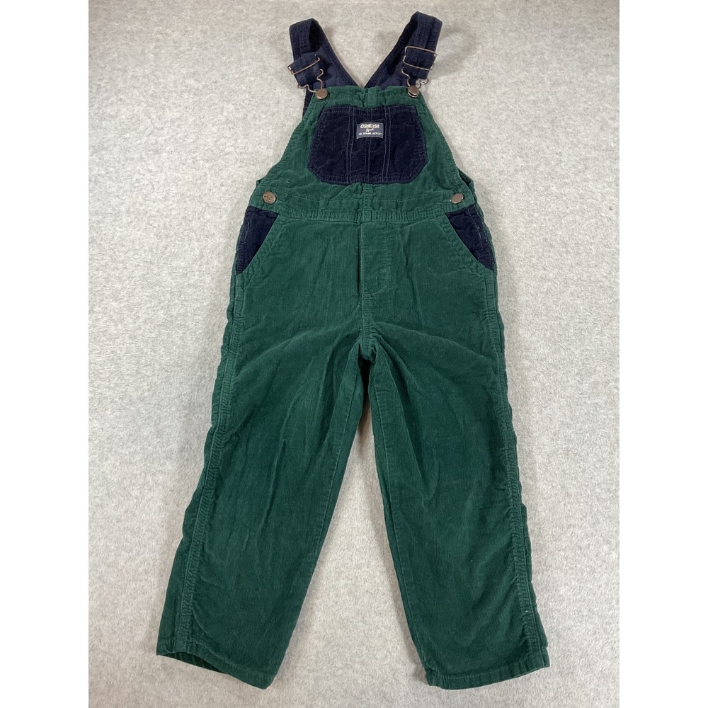 OshKosh Bgosh Toddler Boys 5T Green Navy Corduroy Overalls 6R524410 2586